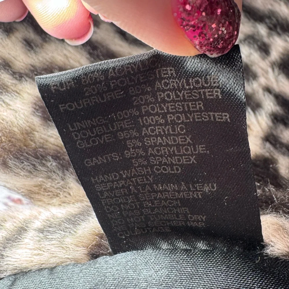 Faux Fur Leopard Print Scarf - Neutral Tones